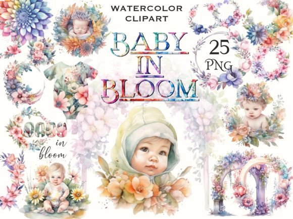 Baby in Bloom: A Floral Watercolor Illustration for Soft, Organic Design Projects