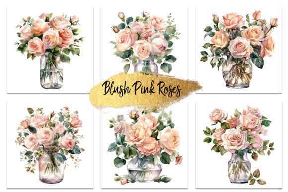 Blush Pink Roses Vintage Watercolour Illustrations for Blog & Editorial Design