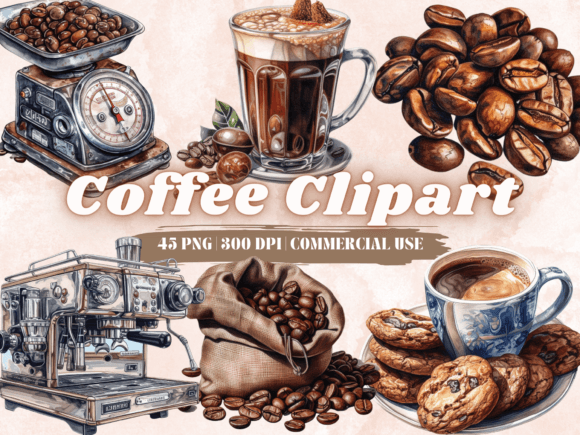 Creative Coffee-Inspired Branding with Watercolor Coffee Beak Clipart PNG