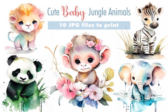 Cute Baby Jungle Animals in Watercolor Bring Playful Charm to Local Branding