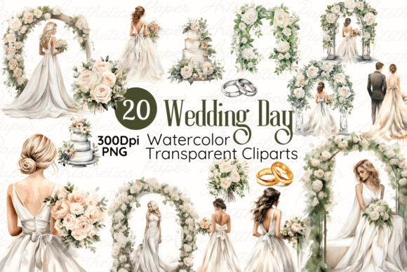 Elegant Wedding Watercolor Illustrations for Soft, Romantic Branding