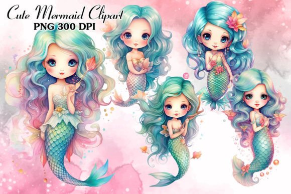 Fairy Mermaid Watercolor Clipart Bundle Review for Real Embroidery Use
