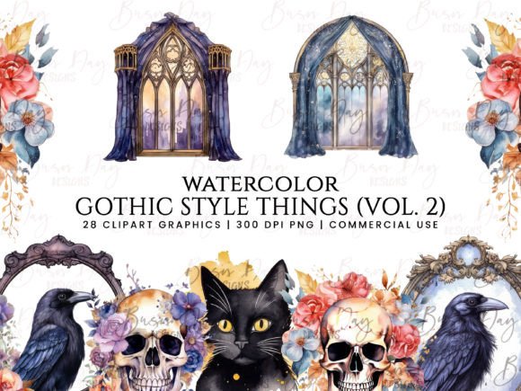 Gothic Elegance Meets Watercolor Softness in Design