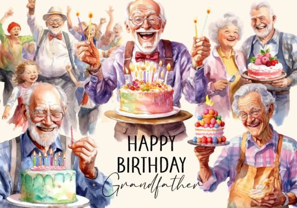 Happy Birthday, Grandfather Watercolour: A Warm, Handcrafted Illustration for Emotional Branding
