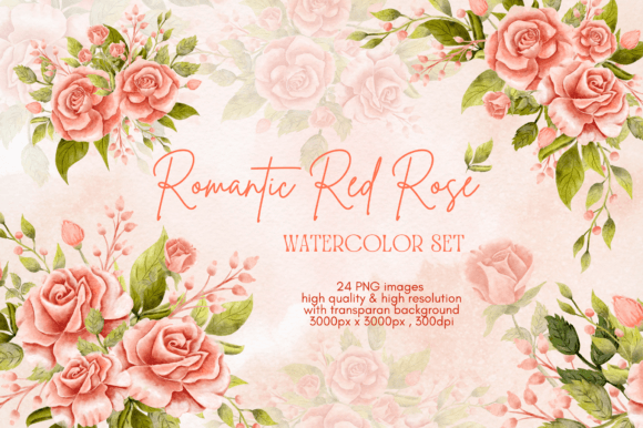Romantic Watercolor Red Rose Illustrations for Local Brand Elegance
