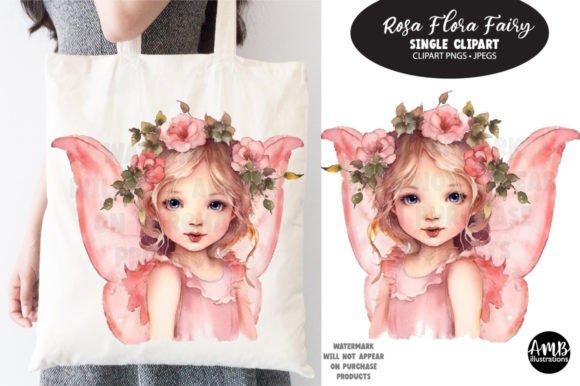 Rosa: A Single Fairy Watercolour Clipart for Whimsical Branding