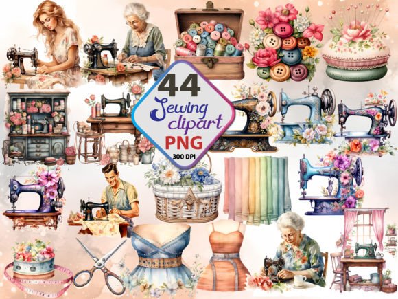 Sewing Watercolor Sublimation Clipart: A Crafter’s Dream for Handmade Business Design