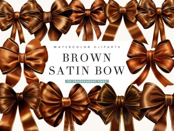 Watercolor Brown Satin Bow Clipart for Editorial & Web Design Use