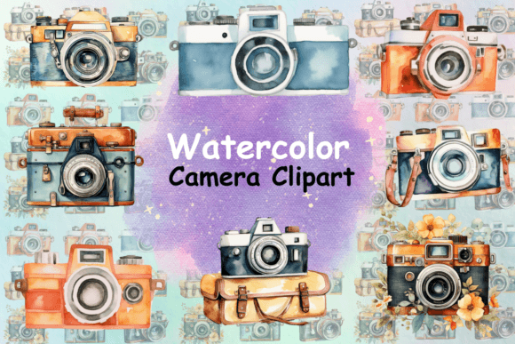 Watercolor Camera Clipart: A Versatile Illustration for Crafters & Etsy Sellers