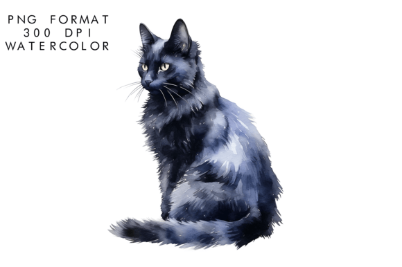 Watercolor Cute Black Cat Illustrations Bring Playful Charm to Design Projects