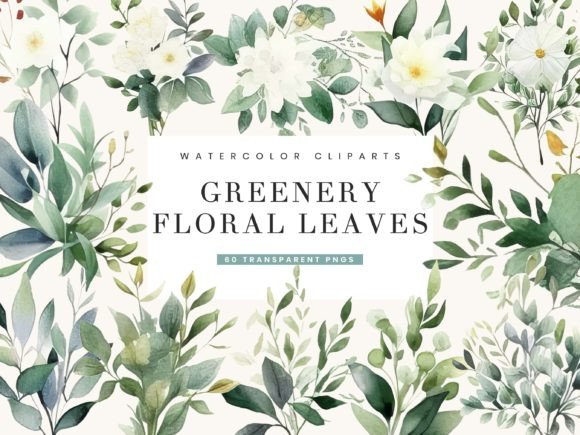Watercolor Greenery Floral & Leaf Illustrations for Blog Design and Editorial Use