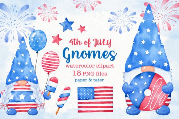 Watercolor Independence Day Gnomes