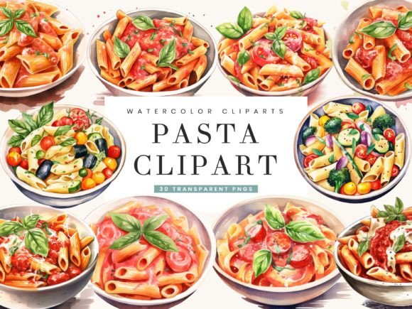 Watercolor Pasta Clipart Bundle: Illustrations for Lifestyle Blogging and Visual Storytelling