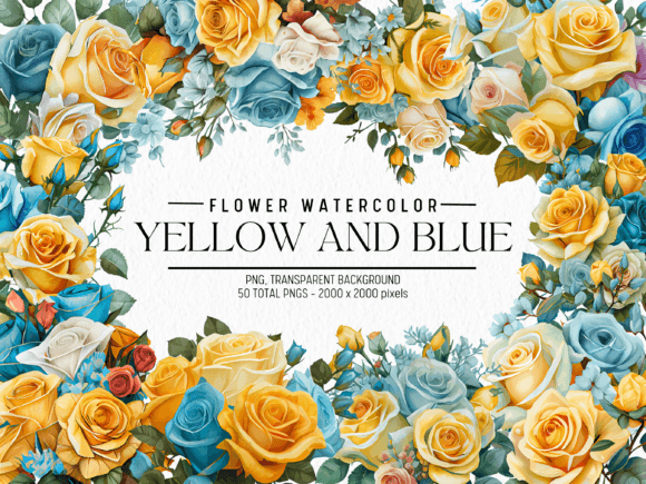 Yellow and Sky Blue Flowers Watercolor: A Designer’s Take for Branding and Creative Projects